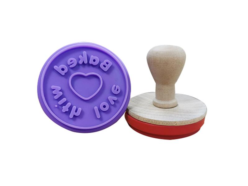 Silicone cookie stamp with wood handle